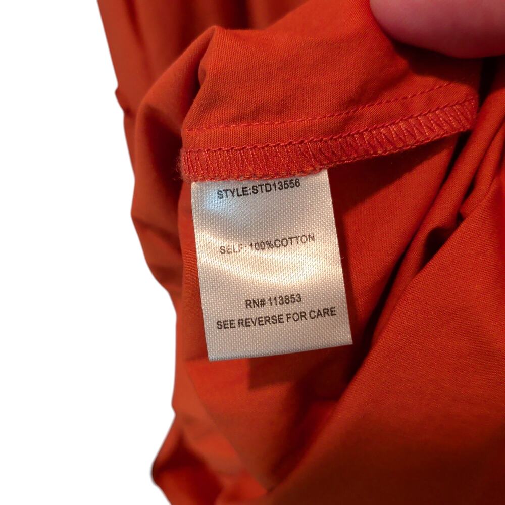 Sugarlips Womens Sz XL Noelle Split Neck Poplin Tiered Midi Dress Pockets Orange - Picture 7 of 7